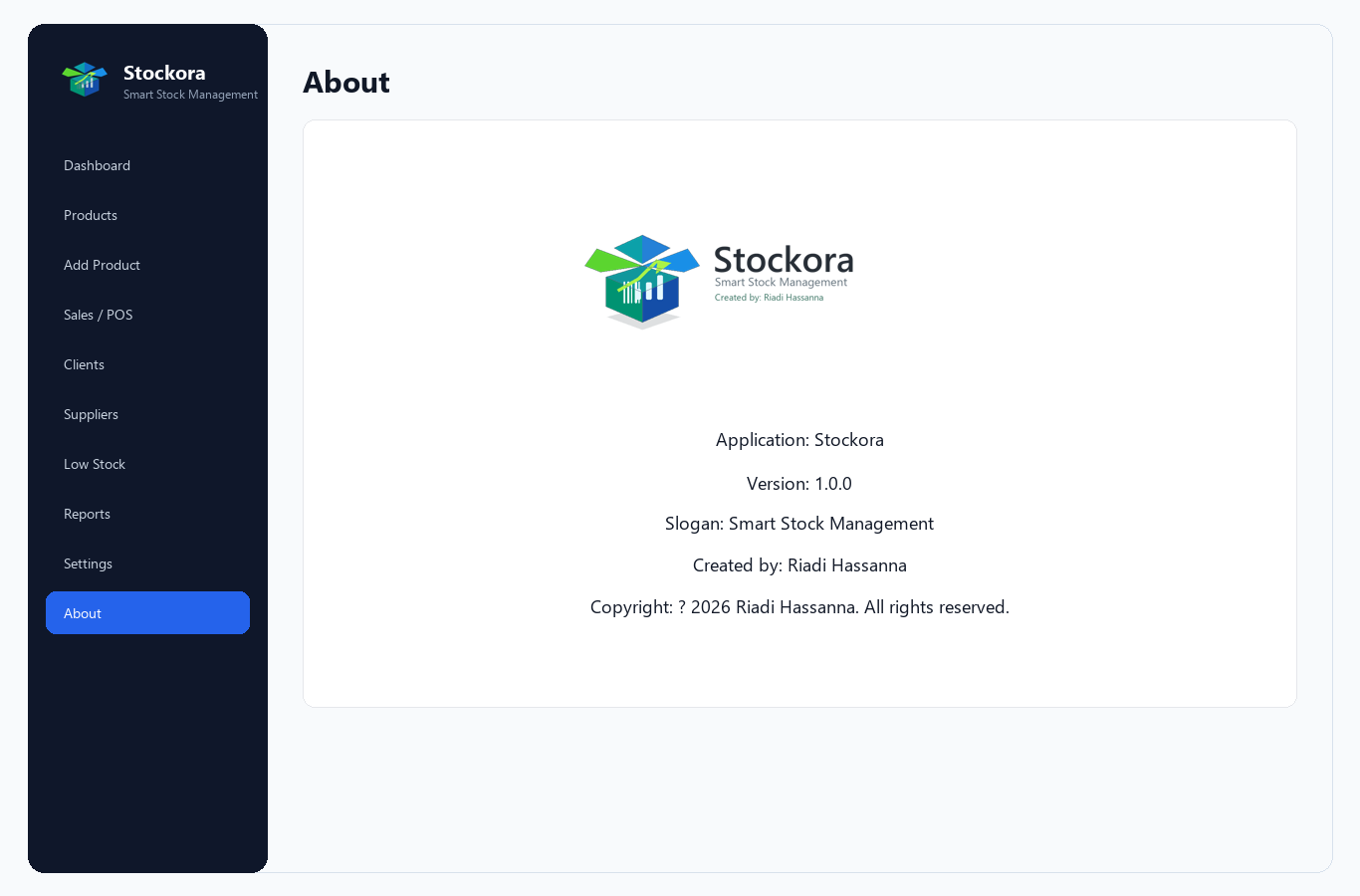 Stockora about screen